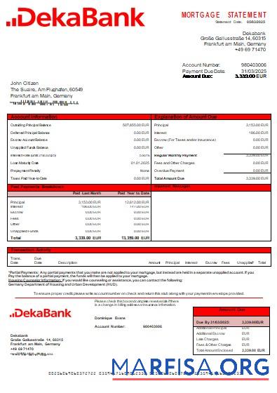 Realistic Germany Dekabank bank mortgage statement scr download for verification